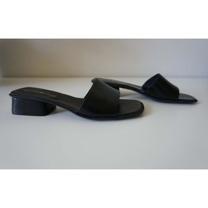 new bandolino leather slides chunky kitten heel